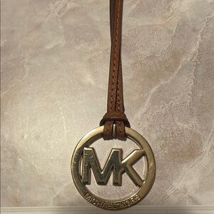 Michael Kors Brown and Gold Key Holder with MK Medallion